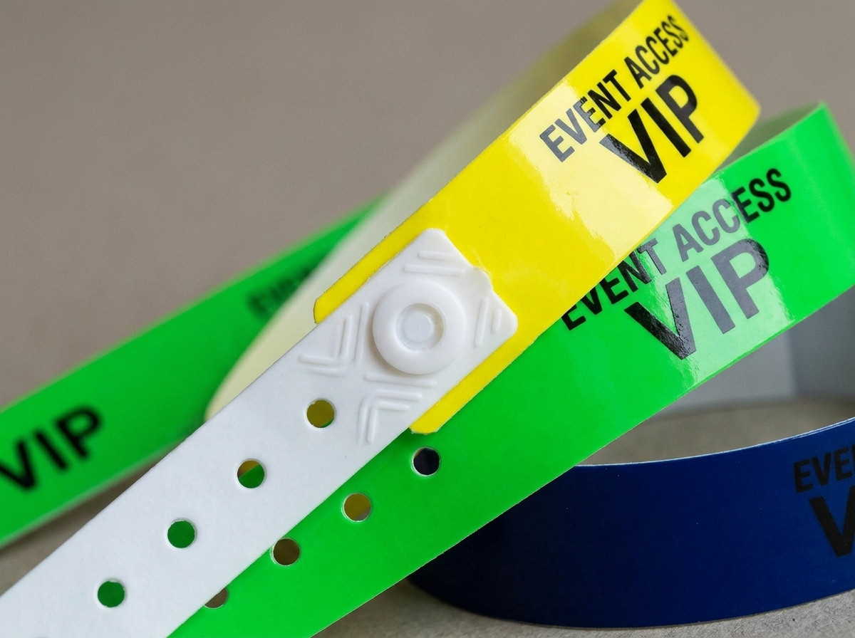 Farbige PVC-Vinyl-Armbänder zur Zugangskontrolle mit manipulationssicherem Verschluss